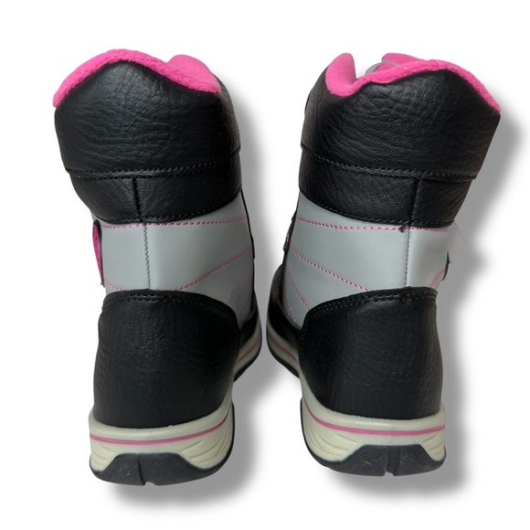 NWT Totes Girls Thermolite Beaver Black Pink Winter Snow Boots Size 1 Slip-On - Picture 3 of 15
